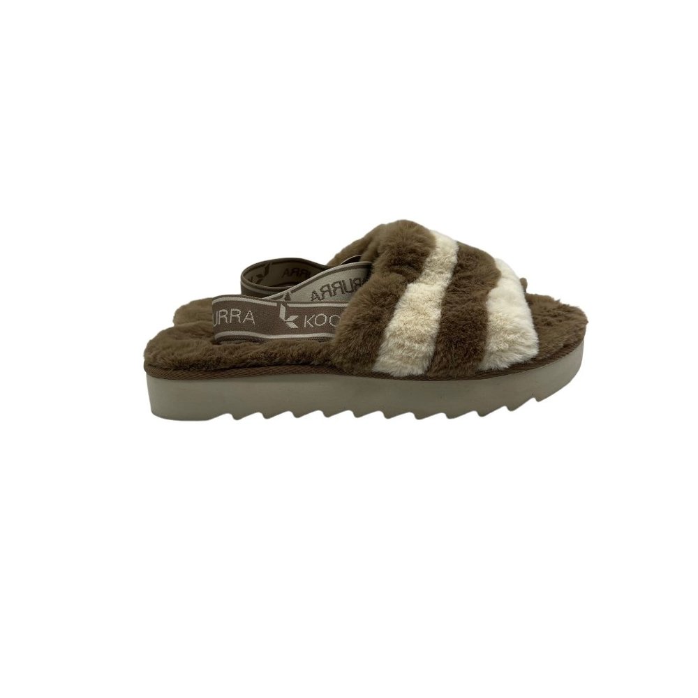 Koolaburra by Uggs Womens Size 9 Fuzz'n Slide Slippers Brown White Amphora 11102